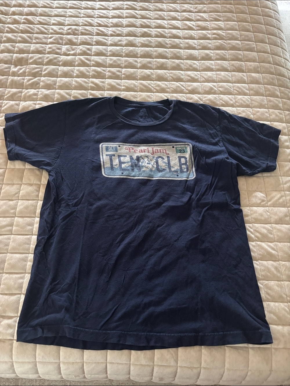 Pearl Jam men’s large Navy License Plate Graphic Tee from Ten Club.